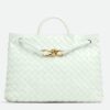 Bottega Veneta Andiamo Medium Bag In Glacier Intrecciato Lambskin
