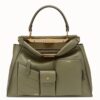 Fendi Peekaboo Pocket Medium Bag In Green Calfskin
