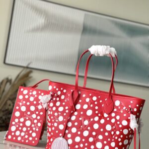 Louis Vuitton White Polka Dot Neverfull Medium Handbag