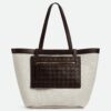 Bottega Veneta Medium Flip Flap Bag in Canvas with Fondant Leather