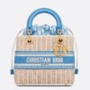 Dior Medium Lady Dior Bag In Wicker and Light Blue Oblique Jacquard