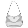 Prada Cleo Small Shoulder Bag In Silver Brushed Leather