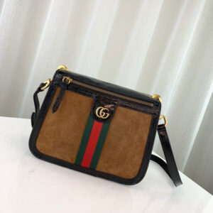 Replica Gucci Ophidia Web Suede Saddle Bag 523658