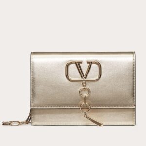Valentino Vcase Small Chain Bag In Gold Metallic Lambskin