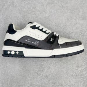 Louis Vuitton Trainer Black and White Low-Top Casual Shoes, Skate Shoes, Trainers for Men and Women 1AANED