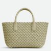 Bottega Veneta Mini Cabat Bag In Travertine Intrecciato Lambskin