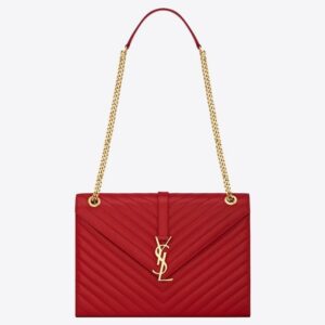 Saint Laurent Envelope Large Bag In Red Quilted Leather