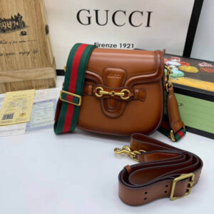 Replica Gucci Lady Web Calfskin Leather Shoulder Bag 384821