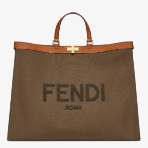 Fendi Peekaboo X-Tote Large Shopper In Green Canvas