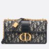 Dior 30 Montaigne East-West Bag with Chain in Blue Oblique Jacquard