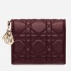 Dior Mini Lady Dior Wallet In Bordeaux Lambskin