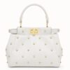 Fendi Peekaboo XS Bag With Star Studs In White Nappa Leather