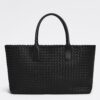 Bottega Veneta Medium Cabat Bag In Black Intrecciato Lambskin