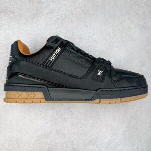 Louis Vuitton LV Trainer Low-top casual trainers Sneakers Men's and women's footwear Black natural rubber 1AHTSQ