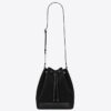 Saint Laurent Monogram All Over Bucket Bag In Black Suede