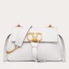 Valentino Medium VRing Chain Bag In White Grainy Calfskin