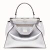Fendi Peekaboo Medium Bag In Silver Metallic Lambskin