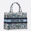 Dior Medium Book Tote Bag In Multicolor Flowers Constellation Embroidery