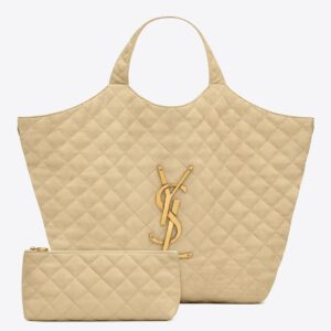 Saint Laurent Icare Maxi Shopping Bag In Beige Quilted Lambskin