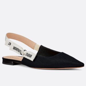 Dior J'Adior Slingback Ballerina Flats In Black Technical Fabric