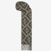 Fendi Green Cashmere FF Long Scarf